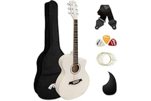 TIGER ACG1-WH34 3/4 Acoustic Guitar Steel Strung Small Body Acoustic Guitar for Age 12+ with Bag, Strap, Spare Strings and Picks - White