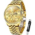 OLEVS Watch for Men Analog Quartz Stainless Steel Moon Phase Calendar Chronograph Diamond Watches Waterproof Wrist Watch Luminous