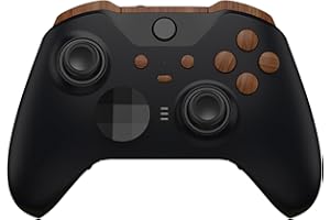 eXtremeRate Tasten Set für Xbox Elite Series 2/Series 2-Core Controller, DIY-Ersatz Knöpfe ABXY/Trigger Bumper/Profile-/Ansicht-/Menü-Buttons für Xbox Elite V2/V3 Gamepad Model 1797-Holz Optik