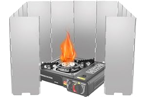 KUHAJANCOOD Camp Stove Windshield,Stove Windscreen,Folding Aluminum Camping Burner Windshield,Lightweight Outdoor Camping Cookers with Drawstring Bag for Hiking Picnic BBQ,14PCS,8.4x24cm(3.3x9.4inch)