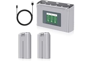 PoweLyt Serie Mini 2 Batteria di volo intelligente 2 pacchi 7.7V 2400mAh e caricabatterie bidirezionale a 3 canali con display LCD Completamente compatibile con DJI Mini 4K/2/2 SE/SE Drone