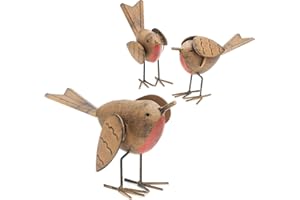 GloBrite Set of 3 Robin Garden Ornaments outdoor - Hand-Painted Resin Bird Decorations for Garden Ideal Robin Gifts & Outdoor Accessories for Nature Lovers & Enthusiasts