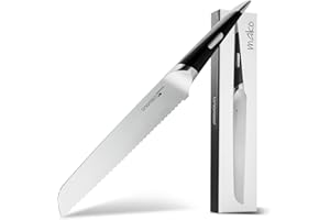 linoroso Couteau à pain dentelé pour pain fait maison, lame forgée en acier inoxydable allemand à haute teneur en carbone (8 pouces) - Série MAKO