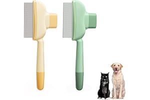CMANLNYK 2 Stück Selbstreinigender Katzenkamm - Tiefenreinigung Flohkamm für Katzen, Entfernen von Schwimmenden Haaren und Öffnungsknoten Katzenbürste, Schönheitspflege Haar Hundekamm, Haustier Fellblitzbürste