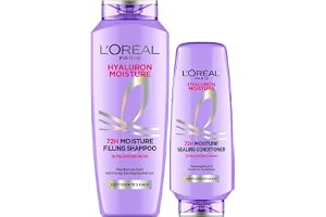 L'Oreal Paris Hyaluron Moisture 72H Filling Shampoo With Hyaluronic Acid for Dry & Dehydrated Hair 340ML + Conditioner 180 mL, Regime Pack of 2