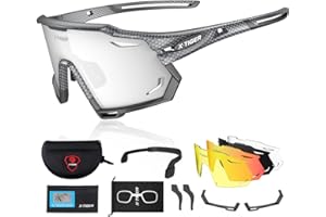 X-TIGER Occhiali Da Ciclismo Con 5 Lenti Occhiali Bici MTB Intercambiabili per Ciclismo Corsa Guida Pesca Golf Baseball Corsa CE Autentica