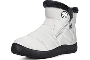 Eagsouni Stivali Donna Stivaletti Invernali Impermeabili Cerniera Stivali da Neve Cotone Caldo Peluche Caviglia Boots Bassi Scarpe Ultraleggero