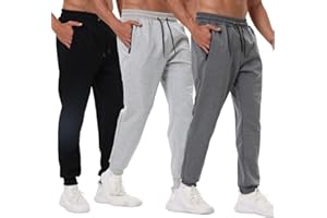 Bsrpolry Confezione da 3 pantaloni sportivi da uomo con tasche con cerniera, pantaloni da allenamento da palestra per corsa e jogging