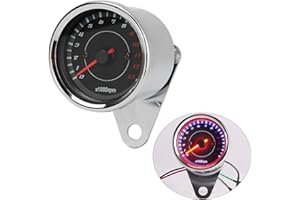 POFET Universeller elektronischer Drehzahlmesser für Motorräder,DC 12V Universal Motorrad LED Hintergrundbeleuchtung Tachometer - Silber