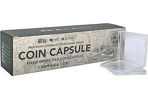 PCCB MINGT 20 cápsulas cuadradas Tipo C para Monedas con Almohadilla Interior Ajustable Blanca, Estuche acrílico para colección y Suministros de Monedas