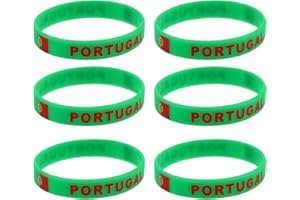 LUOEM Bracelets en Silicone Coupe du Monde drapeau Portugal Pays Bracelet Supporter Football 2018 WM 6 morceaux