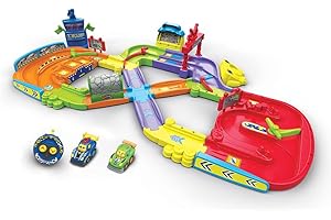 VTech - Tut Tut Bolides, Mon Premier Circuit Télécommandé avec Voiture RC Simon Super Champion et Voiture Léo Bolide Turbo, 11 Zones Magiques, Cadeau Enfant de 1 an à 5 Ans - Contenu en Français