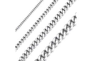 Richsteel Collana Uomo a Maglie Catena Cubana Larghezza 3MM/6MM/9MM/12MM Lunghezza 18"/22"/26"/28"/30" Hiphop Rapper Punk Catena di Cordoli per Gioielli Placcata Oro/Nero/Acciaio Inox