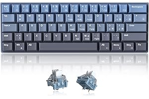 MageGee MK-STAR61 60% Mechanische Tastatur DE Layout, Hot-Swap-fähige kabelgebundene RGB-Gaming-Tastatur mit Farbstoff-Sublimationstastenkappen, vorgeölten Schaltern, Eva-Schaum für Mac/Win (blau)