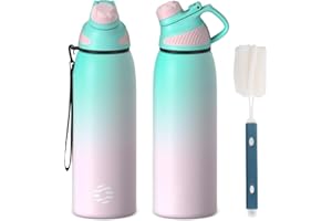 Fjbottle butelka sportowa ze stali nierdzewnej z magnetyczną pokrywką 1 L, 800 ml, 600 ml, 400 ml, bez BPA, szczelna, dla dzieci - odpowiednia dla napojów gazowanych, butelka termiczna 1500 ml na wodę