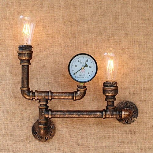 Miffen Retro Industrial Wrought Iron Water Pipes Wall Lamp Vintage Loft Creative Wall Light Metal Wall Sconce for Living Room Bedroom Bar Hall Pub Offices Cafe Ambience Bedside Wall Lantern