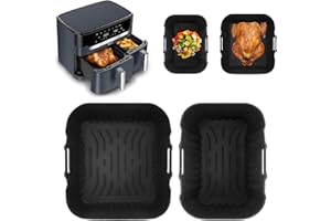 GADITIEK Moule Silicone Air Fryer Friteuse pour Moulinex air fryer deux compartiments, très grande capacité 11L EZ942BF0, Réutilisable Accessoires Plat Panier Silicone pour Tefal Dual Easy Fry XXL EY942BE0