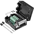 sourcing map D-sub DB9 Breakout Board Connector with Case 9 Pin 2 Row Male RS232 Serial Port Solderless Terminal Block Adapter with Thumb Screws