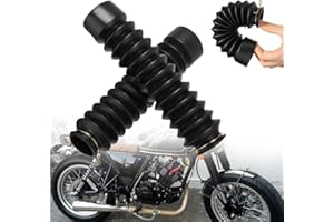 Deeabo 2Pcs 42Mm Motocicleta Horquilla Delantera de Goma Cubre Polainas Arranque Amortiguador Polainas Cubre Cubierta de Polvo a Prueba de Golpes para Motocicleta Moto de Tierra Atv - Negro