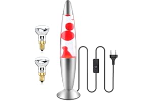 Klarlight Lampe à Lave 34cm Magique 25W Avec Interrupteur à Câble - Idée Cadeau de Noël Comprenant Une Ampoule - Rétro (Rouge)