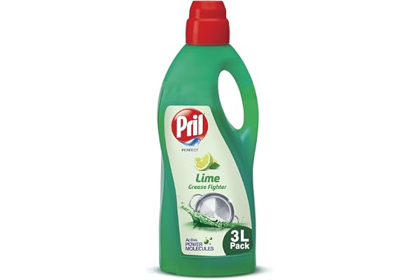 Pril Lime Liquid Dishwash Gel - 3L Dish Cleaning Liquid Gel with German Technology - Active Power Molecules Leaves No Residue, Grease Cleaner For All Types of Utensils