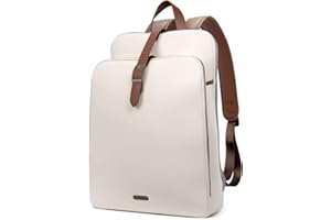 CLUCI Sac a Dos Femme Cuir Veritable Ordinateur Portable de 15,6 Pouces Voyage Business Vintage Grand Mode Sac D'epaule Beige avec Marron