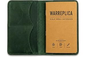 warreplica Handgjord Vintage Läderanteckningsbok - 3,5 x 5,5 tum Field Note-fodral med korthållare - Herr & Dam (Grönbrun)