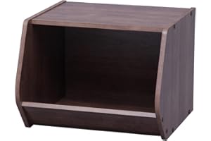 Iris Ohyama, Scatola portaoggetti aperta/Scatola portaoggetti in legno/Armadio portaoggetti piccolo/Mobili laterali/Scatola impilabile, Moderno, Design, Ufficio, Casa - Stack Box - STB-400 - Marrone