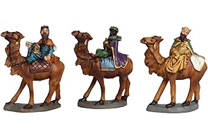 Acan Tradineur - Set de 3 Reyes Magos de Resina para belén navideño, Figuras Decorativas Nacimiento, Pesebre, Navidad, decoración Tradicional, 8 x 10 cm