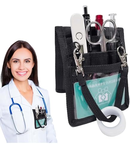 Nurse Life Organizer Tascabile Per Infermieri Con Porta Forbici - 4 Magneti, 6 Scomparti - Blu Fiori