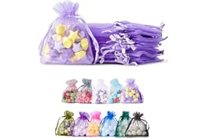 ‎SOUL PROJEKT Soul Projekt [25 Stk.] Organzasäckchen mit Kordelzug für Hochzeiten, Schmuck, Geburtstage, Bastelarbeiten, Kristalle, Süßigkeiten, Gastgeschenke. Hellviolett Organza Bags Light Purple 7x9 x25