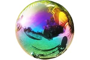 Pangmao 150mm Stainless Rainbow Gazing Ball Garden Sphere Mirror Decorative Balls Reflective Gazing Globe for Shiny Home Garden Ornament Decorations (6 Inch)