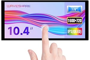 Waveshare 10.4inch QLED Quantum Dot Touch Display, Compatible with Raspberry Pi,Capacitive Touch, High Brightness, 1600×720, Optical Bonding Toughened Glass Panel, HDMI Interface,Adjustable Brightness