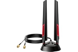 QUEVATI WiFi 6E Tri-Band 2.4GHz 5.8GHz 6GHz Magnetic Base Antenna Aerial for PC Desktop Computer Gaming Motherboard PCI-E Wireless Router Hotspot