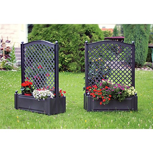 Preisvergleich Produktbild KHW Pflanzkasten groß mit ZentralSpalier 100 cm anthrazit 2er Set