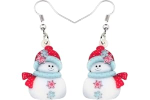 WEVENI Acrylic Christmas Hat Scarf Snowman Earrings Dangle Drop Lovely Jewelry For Women Girls Charm Gift