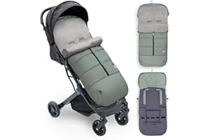 mibebestore Saco Silla Paseo Universal, Saco Invierno Silla Paseo Universal, Desmontable con Cremallera, Cabezal Ajustable,Impermeable y Transpirable, fácil de Limpiar, Unisex (Liso Verde)