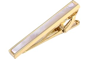 Jonwo 4.5cm Perlmutt Krawattenklammern für Herren In Geschenkbox Herren Krawattennadeln Silber/Gold Tie Clip Krawatte Geschäft Jubiläum Geschenk Hochzeit