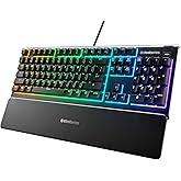 لوحة مفاتيح الألعاب Steelseries Apex 3، إضاءة RGB ذات 10 مناطق، مفتاح صامت، متانة سائلة Ip32، معصم مغناطيسي ممتاز أيضًا