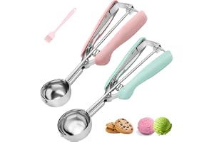 Kakskopor för bakning, set med 2, 18/8 rostfritt stål glassskopa set med ergonomiskt mjukt grepp, vårutlösare frigöring kakde