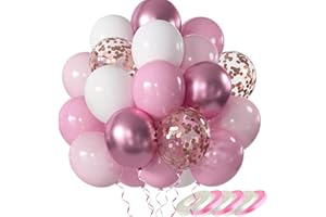 wenweo Birthday Balloons • Pack of 60 • 12 Inch Premium Pink Balloons Made of 100% Natural Latex • Helium Balloons Pink • Balloon Garland • Perfect for Holidays or Party Decorations