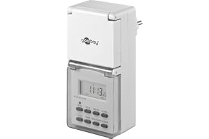 Goobay 51301 digital timer/IP44/programmerbar/inomhus och utomhus/LCD-display, lätt att använda, -10 °C – 40 °C/kontinuerlig