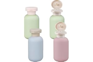 SoeUyd Pack of 4 squeeze bottles, travel bottles, shampoo bottles for filling, leak-proof travel container for shampoo, travel shampoo container for shampoo, creams, lotion, toiletries (100 ml)