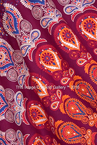 Tapestry Queen Maroon Barmeri Beach Sheet Indian wall Hanging Mandala BedSpread Dorm Decor Bedspread Tapestries 92×82 Inches Aakriti Gallery - 4