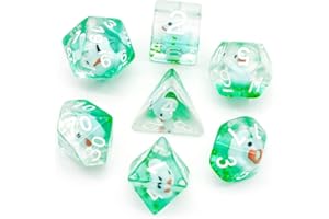 cusdie 7-Die DND Dice, Polyhedral Dice Set Filled with Animal, for Role Playing Game Dungeons and Dragons D&D Dice (Blue Duck)