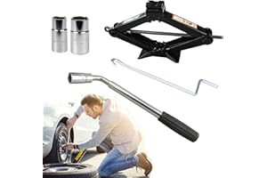 YIYAI Car Tyre Changing Tools Kit Universal Scissor Jack 2 Ton Scissor Wind Up Jack & Telescoping Lug Wrench Set Wheel Brace Wrench Universal Standard Sockets 17&19mm/21&23mm