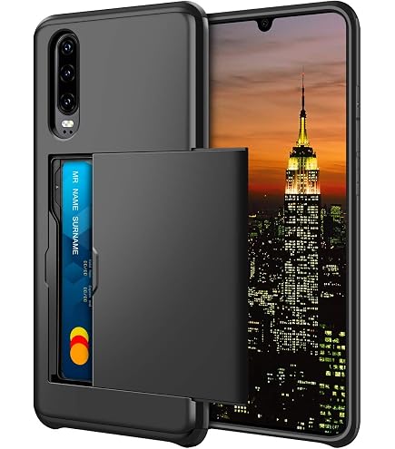 HMTECH Custodia Portafoglio Per Huawei P30 Pro – Cover Flip In Pelle Con Stampa Piume Blu E Gialle, Protezione Antiurto E Chiusura Magnetica