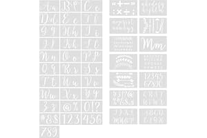 GENCAM Letter Stencil Set, Reusable Stencil Set for Drawing, 45 Pieces Letter Stencils Templates for Scrapbooking, Photo Albums, Gift Albums and More