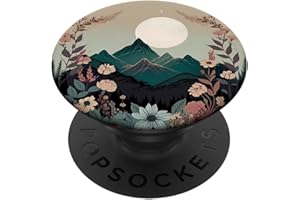 RETRO FLOWER BOHEMIAN HIPPIE MOON SUN FOR GIRLS Boho Chic Floral Wreath Forest Nature Mountain Cute Pastel PopSockets Klebender PopGrip