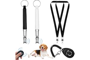 HANGGON 2 Pièces Sifflets pour Chien avec Clicker pour Chien Sifflet Ultrason Chien Anti Aboiement Sifflet Dressage Chien avec Lanière Sifflet et clicker pour Dressage de Chiens